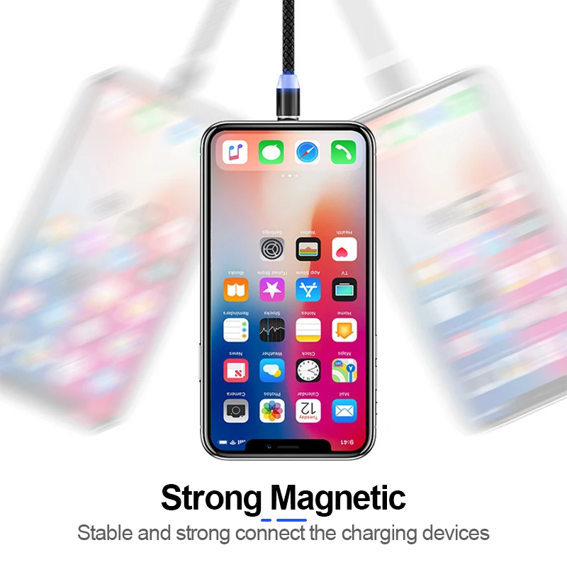 VOXLINK 1 м светодиодный магнитный USB кабель для iPhone Xs 6 и usb type C кабель и Micro USB нейлоновая оплетка для samsung Xiaomi huawei USB C