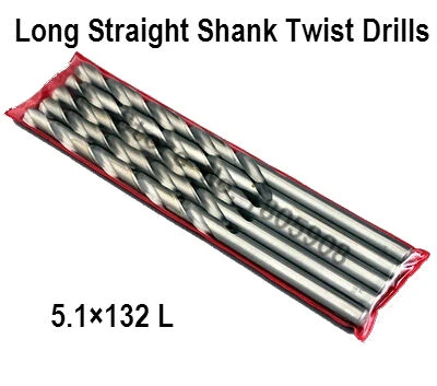 

Free Shipping New Brand New 10Pcs 5.1mm Extra Long 132mm HSS Twist Drill Straigth Shank Auger Drilling Bit ,Drill bits for metal