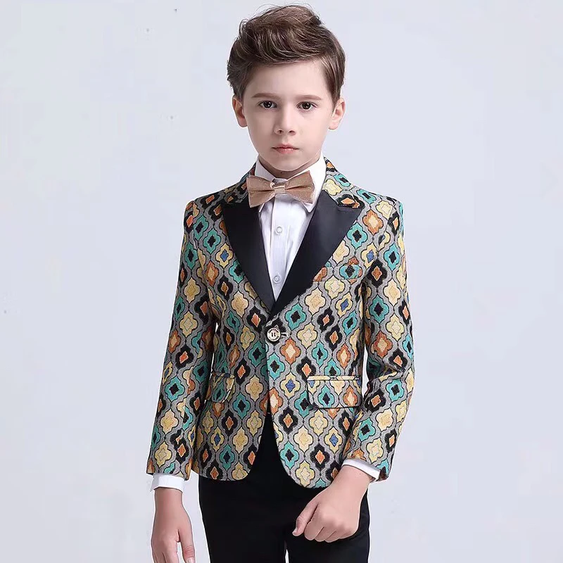 Notched Lapel Boy Suits One Button Wedding Children Party Tuxedos boys Smoking blazer (jacket+pant) | Детская одежда и обувь