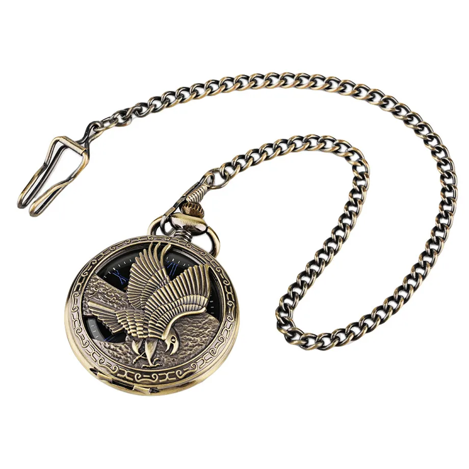

Hollow Design Eagle Tattoo Hand-winding Mechanical Pocket Watch Vintage Pattern Skeleton Steampunk Mechanical Pocket Watches