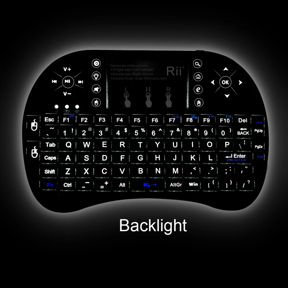 

New Backlit Keyboard Rii i8+ 2.4Ghz Wireless English Keyboard with Touchpad Backlight for Mini PC, Smart TV, Android TV Box, PC