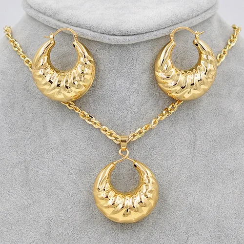 Sunny Jewelry, большой обруч, массивные роскошные медные ювелирные наборы для женщин, подарок на день рождения, серьги, ожерелье, вечерние, на каждый день - Окраска металла: Earrings Necklace