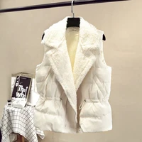 mumuzi lamb fur vest female coats spring 2021 new korean loose style thickened vest down cotton vest waistcoat jacket
