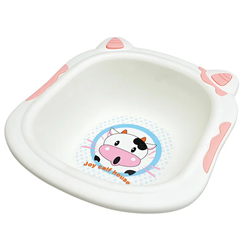 Cute Cartoon Baby Washbasin Newborn Infant Wash Face Foot Ass Bath Tub Children's Cow Washing Bathtub | Мать и ребенок