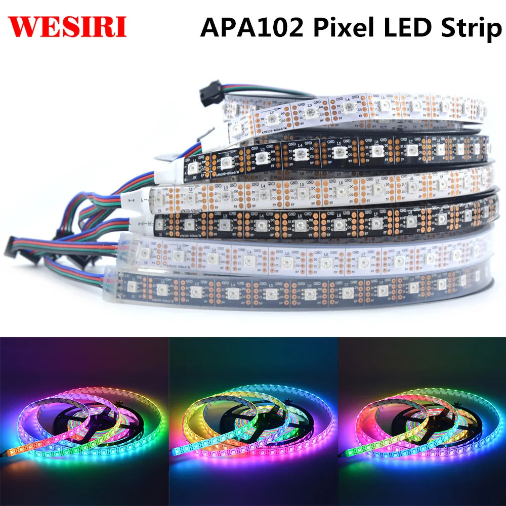 Умная светодиодная Пиксельная лента APA102 SK9822 1 м/5 м 30/60/144 светодиодов s/Pixels/m