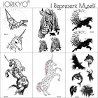 Черная война Лошадь Единорог дети Временная тату мужчины руки Зебра тату наклейки Женщины лес лошадь поддельные водонепроницаемые татуировки дети