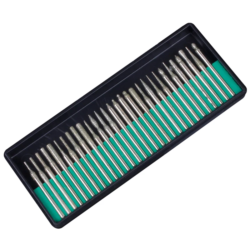 

30 шт. мини сверла вращающийся инструмент алмазные боры шлифовальный круг абразивный 3 мм хвостовик древесина камень гравировка для Dremel элек...