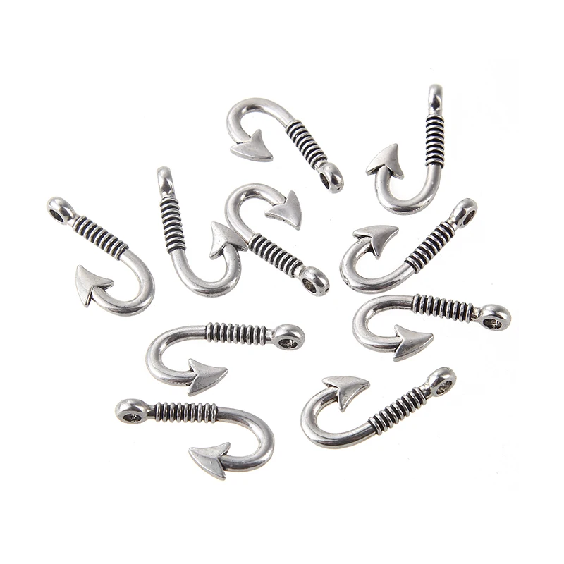 30 шт античные с серебристым покрытием талисманы в виде крючка для рыб кулон