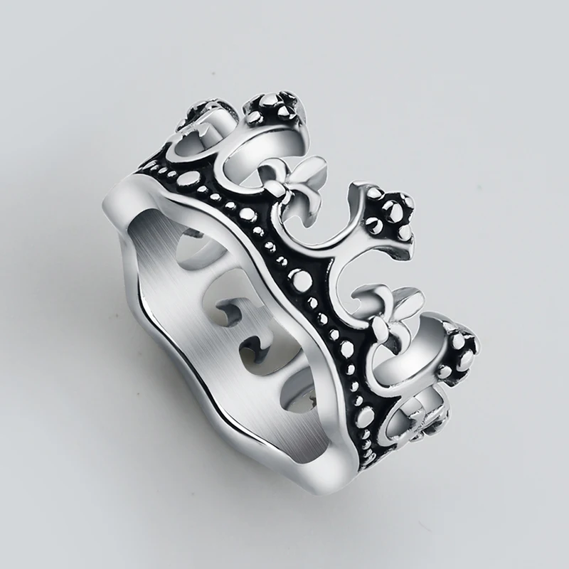 Мужские Винтажные кольца Готическая Корона серебряные титановые из нержавеющей