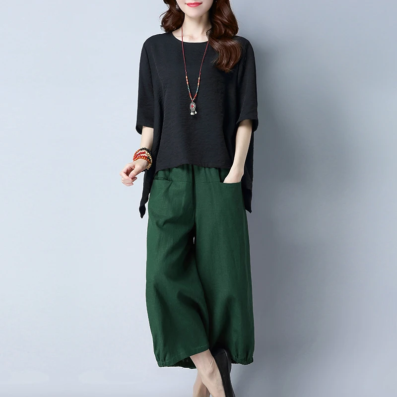 2019 новый летний комплект для мамы среднего возраста из льна высокого качества