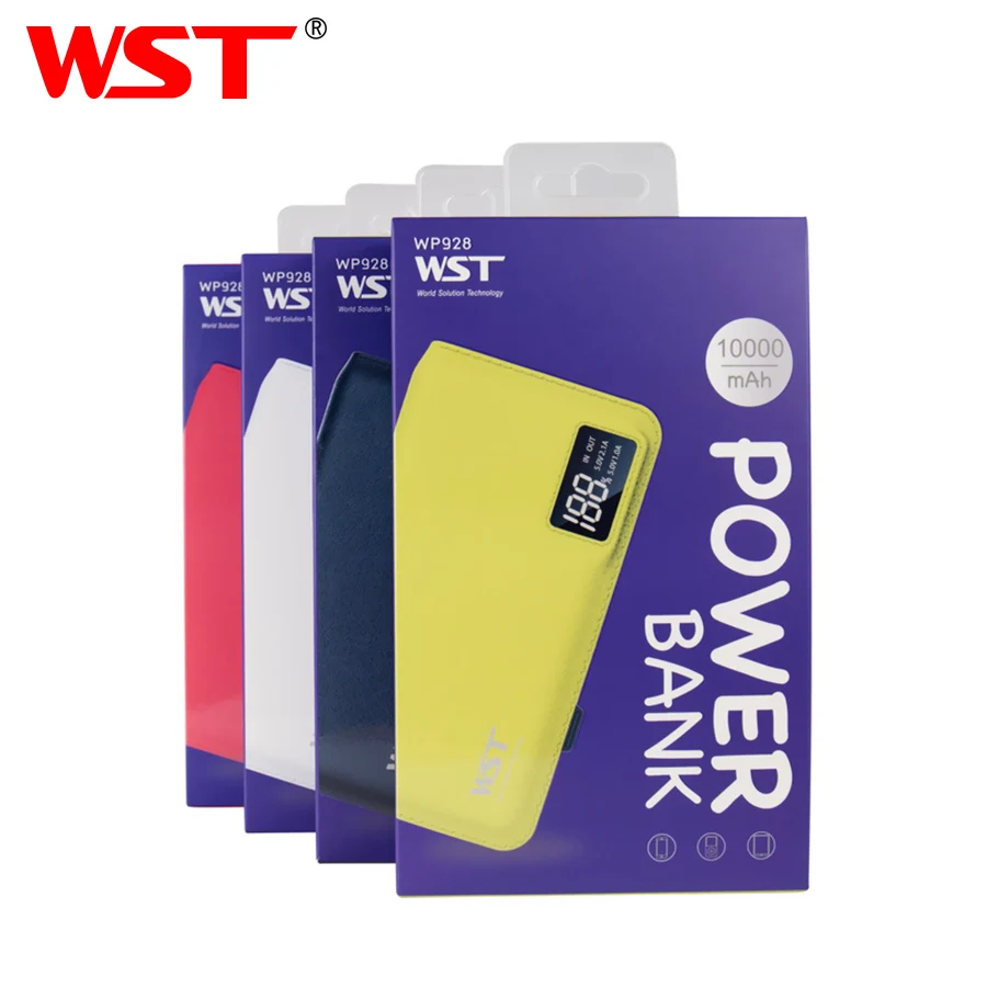 WST 10000mAh Портативный Мобильный Внешний Аккумулятор LED повербанк аккумулятор для