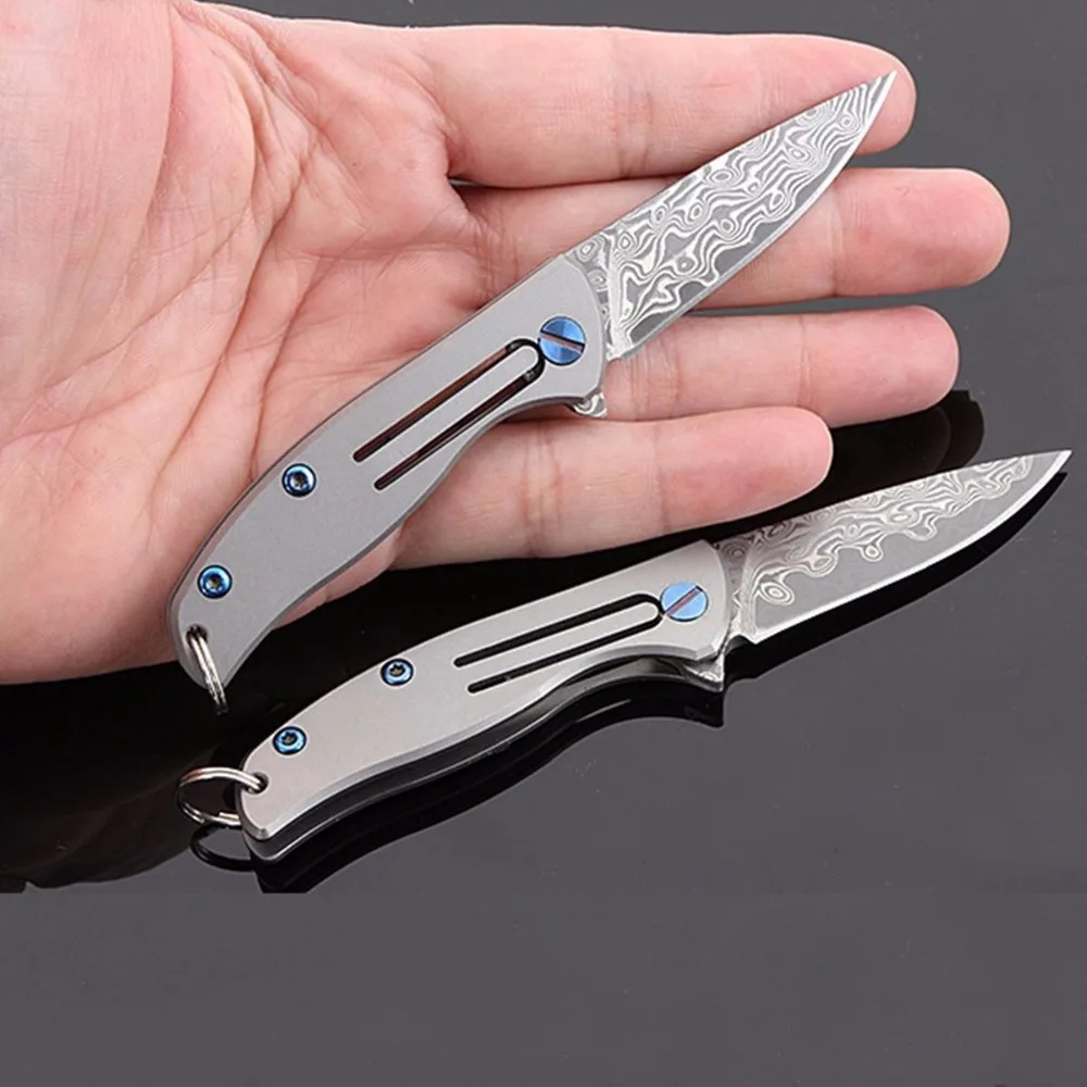 Универсальный нож складной D2 лезвие Титан ручка Отдых Открытый выживания Мини