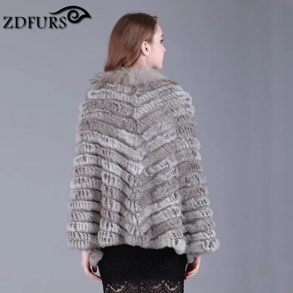 ZDFURS * Новинка модная шаль из натурального кроличьего меха шерстяной пончо