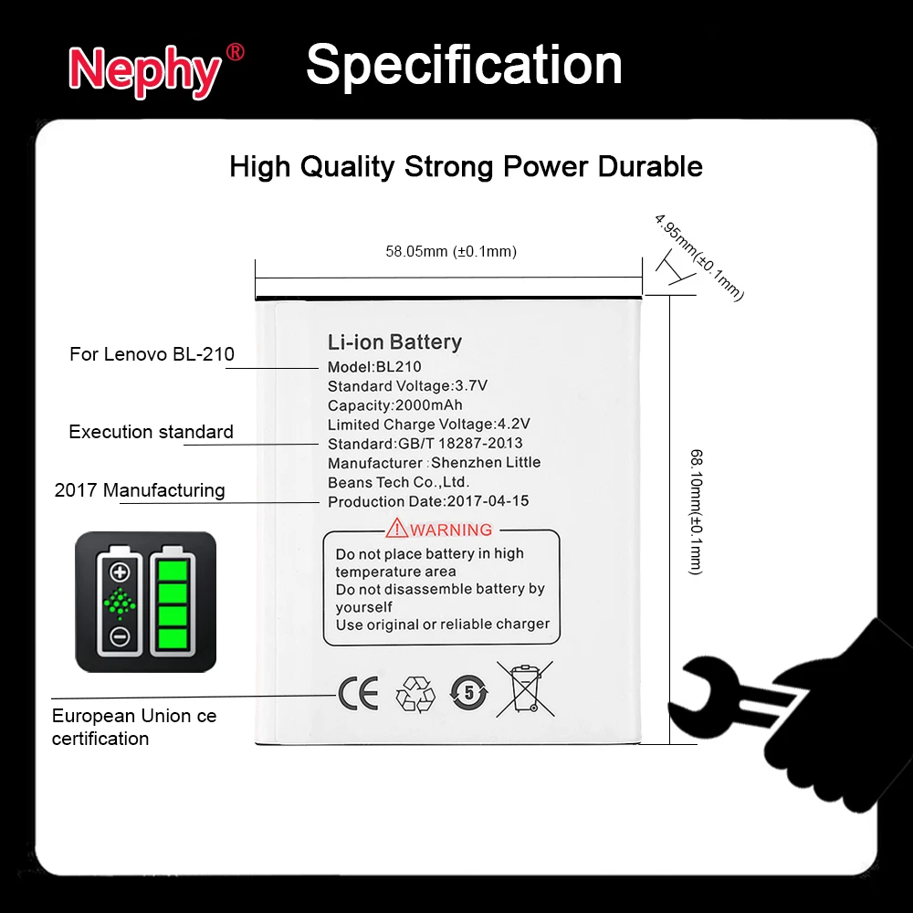Оригинальный аккумулятор Nephy BL210 для Lenovo A536 S820 A606 A656 S650 S820E A766 A828t BL 210 BL-210 |