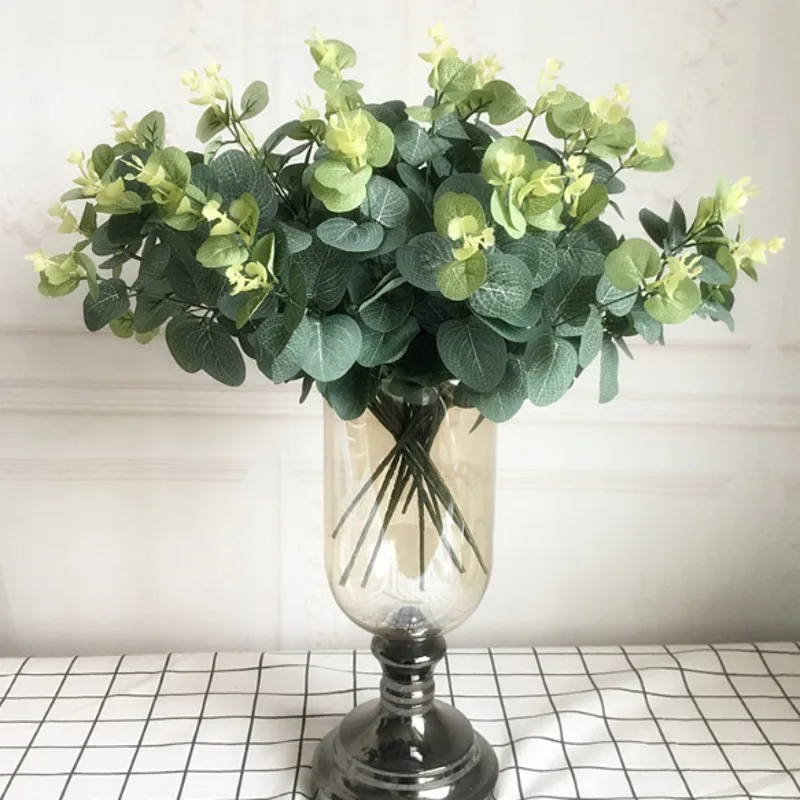 Eucalyptus короткий филиал Искусственные цветы весеннее украшение цветок