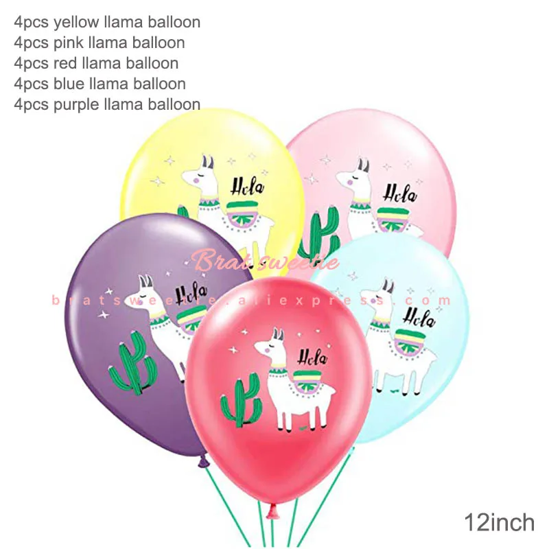 20pcs Llama balloon Лама Альпака тема Одноразовая бумажная тарелка скатерть фотобудка реквизит для дня рождения украшения детский душ принадлежности - Цвет: 20pcs Llama balloon