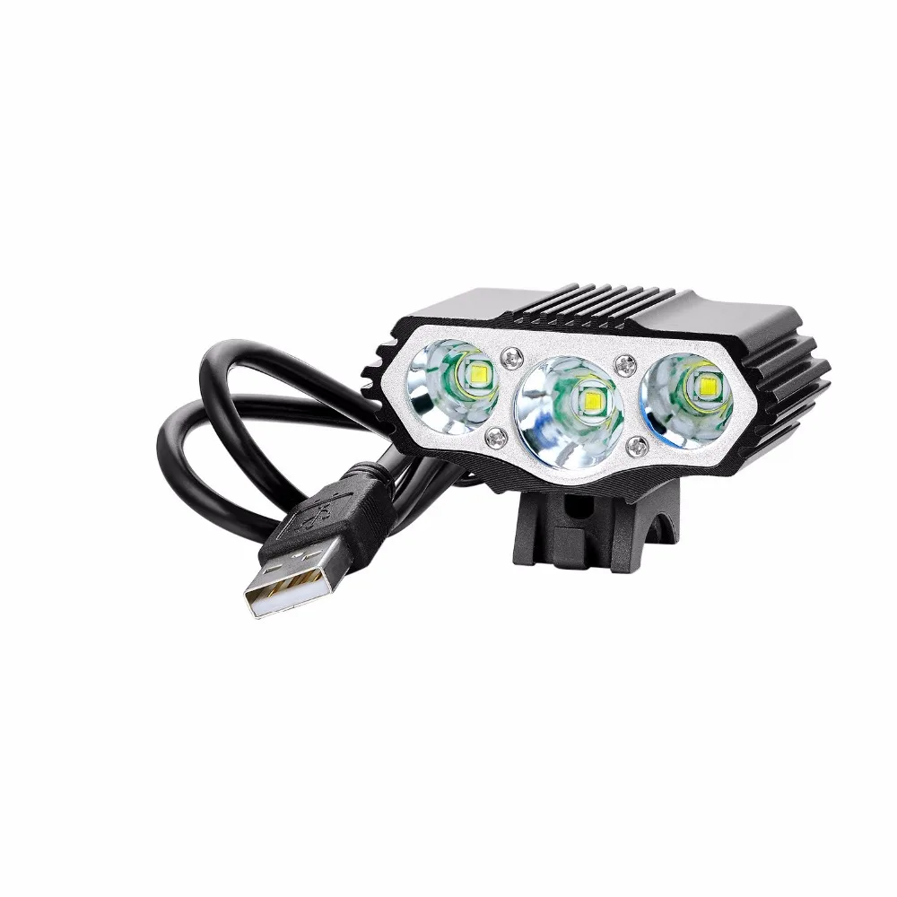 USB свет F3 6000LM 3x T6 светодиодный налобный фонарь 4 режима фара для велосипеда вход |