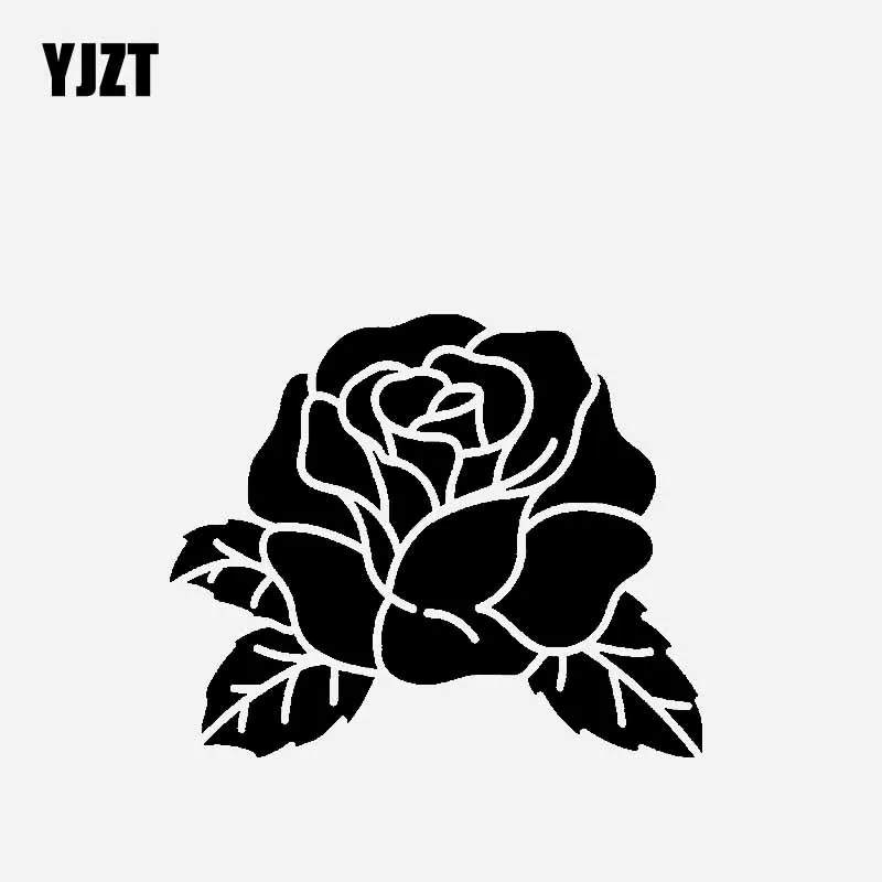 

YJZT 16.8CM*14CM Creative Design And Decoration Of Roses Car Sticker Vinyl Decal Black/Silver C23-0453
