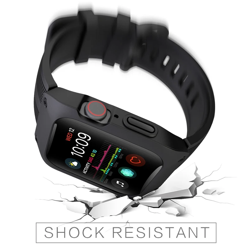 Спортивный силиконовый чехол-браслет для Apple Watch 44 мм, ремешок-петля с защитной крышкой для iwatch 4, аксессуары для часов