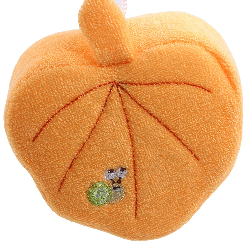 pumpkin Фруктовая Детская щетка для ванны, мягкая детская губка для ванны с рисунком из мультфильма, пуховка для пудры, милые детские товары для новорожденных, товары для душа, полотенце с шариками - Цвет: pumpkin