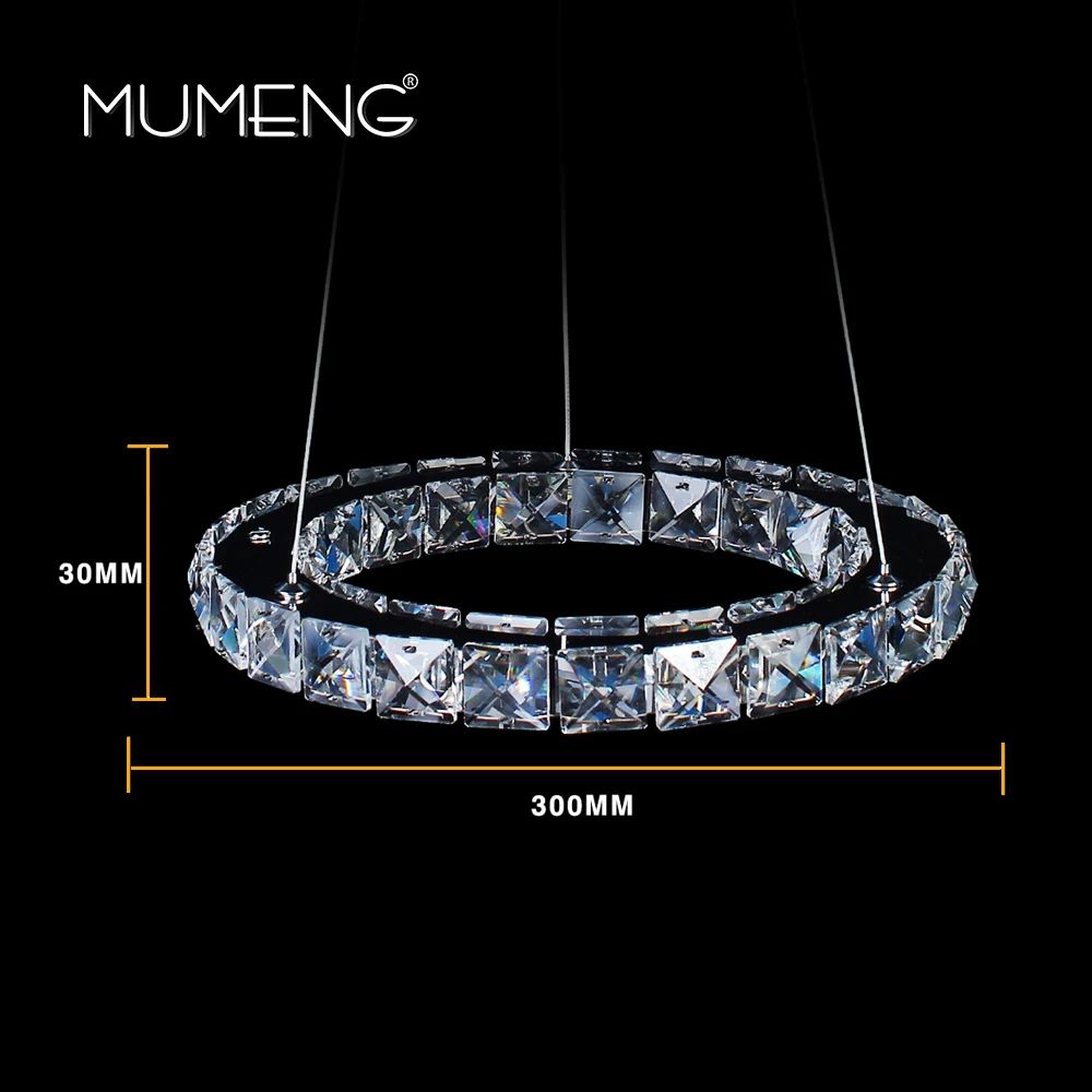 mumeng K9 Crystal Chandelier LED Circle Kitchen Luminaria Ring Dining room living Hanging Lamp 90-265v Light Fixture | Освещение