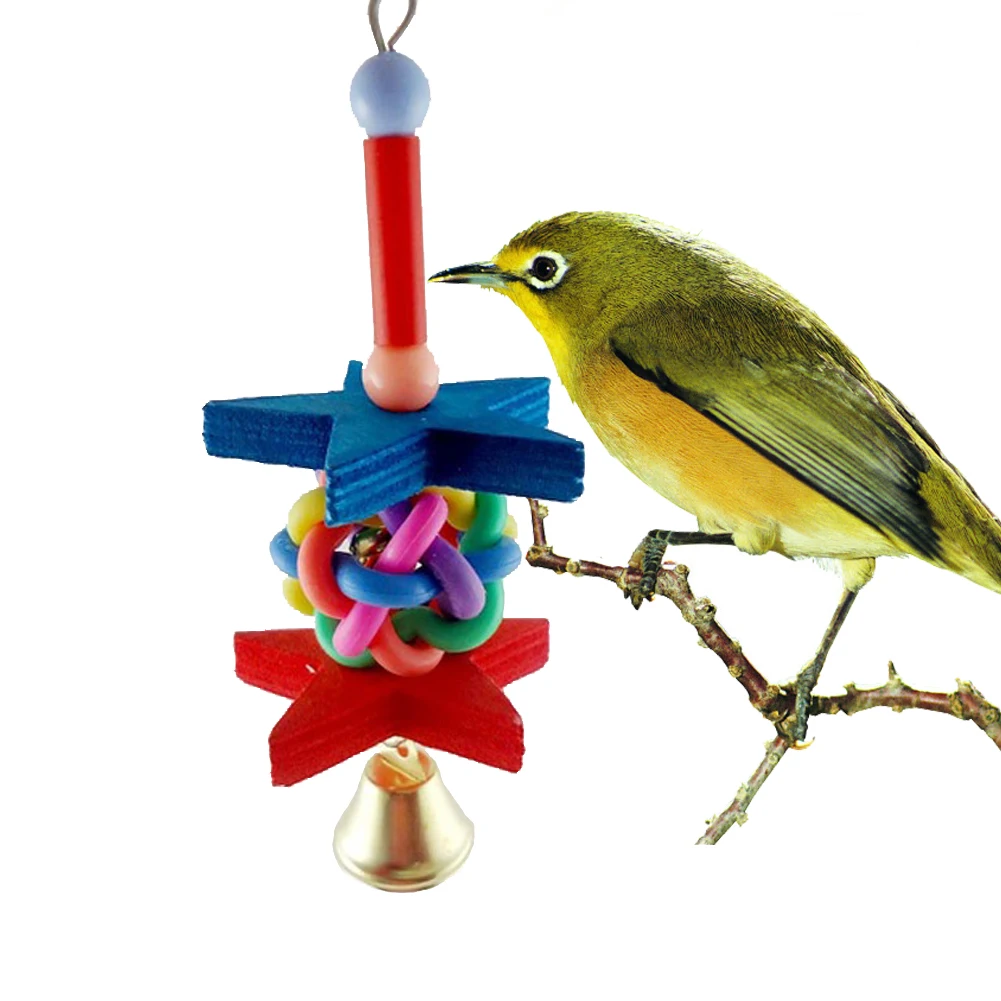 Новый 19 см ПЭТ птицам для разгрызания игрушки с колокольчиками попугай Какаду Star