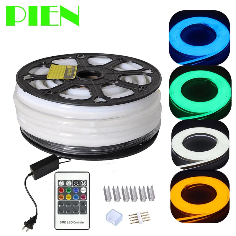 220V 110V Flex LED Neon Rope Light RGB 25m 50m 100m Indoor Outdoor for Holiday Party Valentine Decor Blue Yellow White by DHL