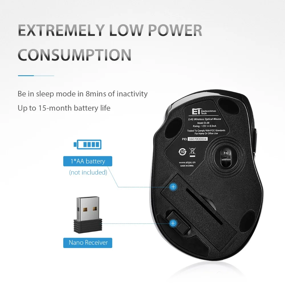 

VicTsing MM057 2.4G Wireless Mouse 6-Button Computer Mouse Ergonomic Comfortable Grip Mice with USB Receiver for Win PC Laptop