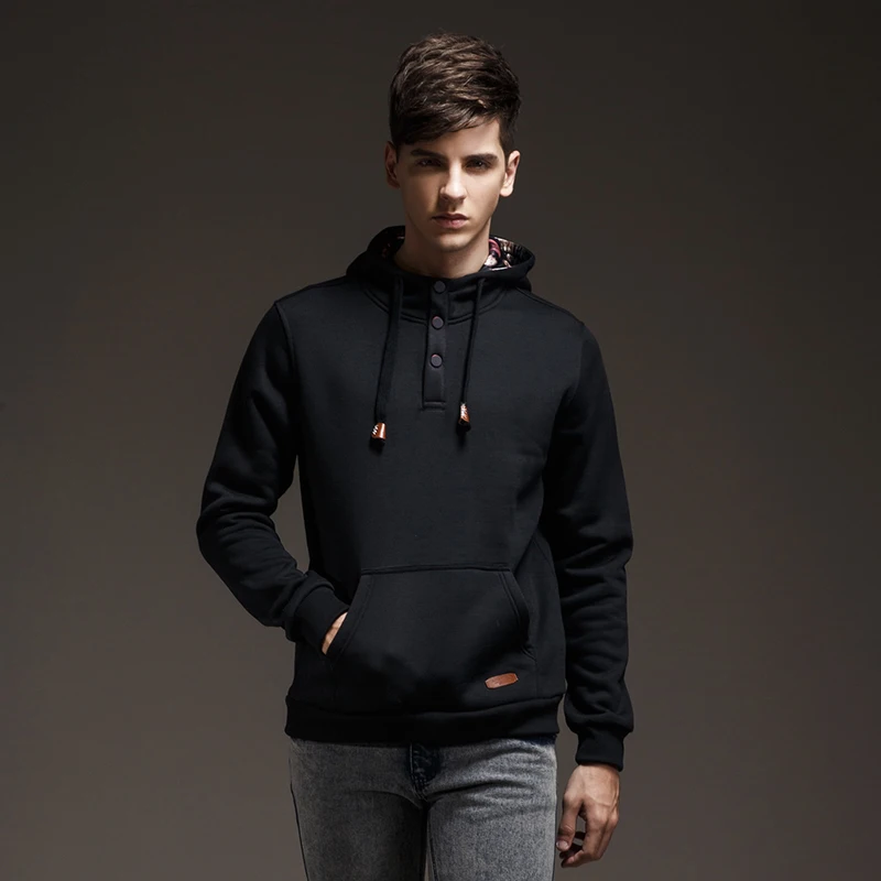 

Мужская Флисовая Толстовка с капюшоном, черная однотонная толстовка с капюшоном в стиле хип-хоп, Осень-зима 2017