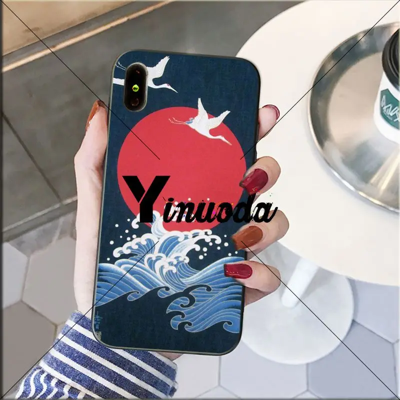 Yinuoda Wave Art Japanes Мягкий силиконовый чехол для телефона из ТПУ Apple iPhone 8 7 6 6S Plus X XS MAX 5 5S
