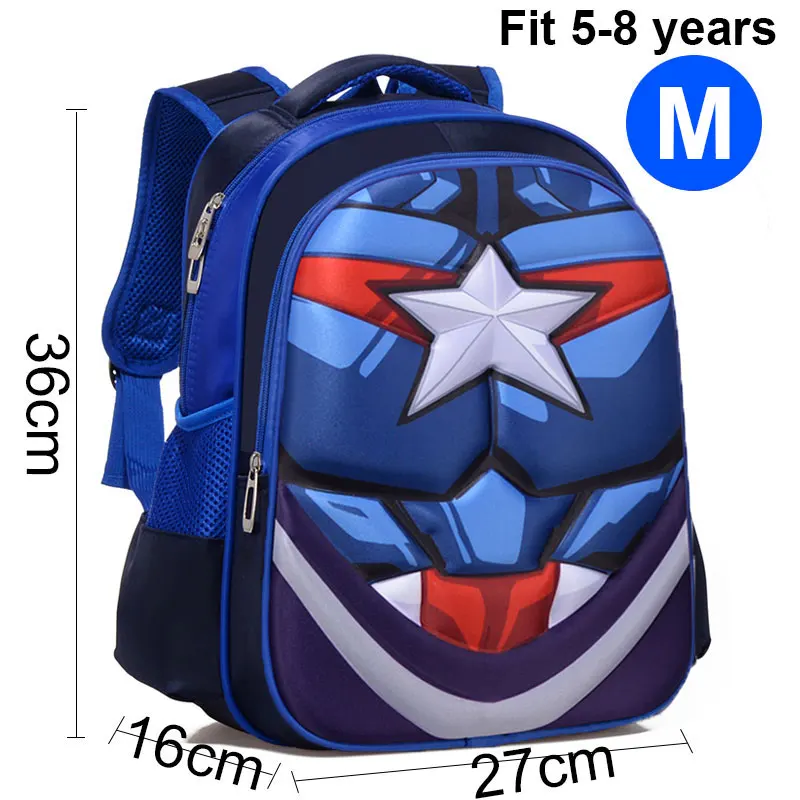 Blue M Captain C 3D Капитан Америка Железный человек мальчик девочка дети детский сад школьная сумка Подростковая Дети Студенческие рюкзаки - Цвет: Blue M Captain C