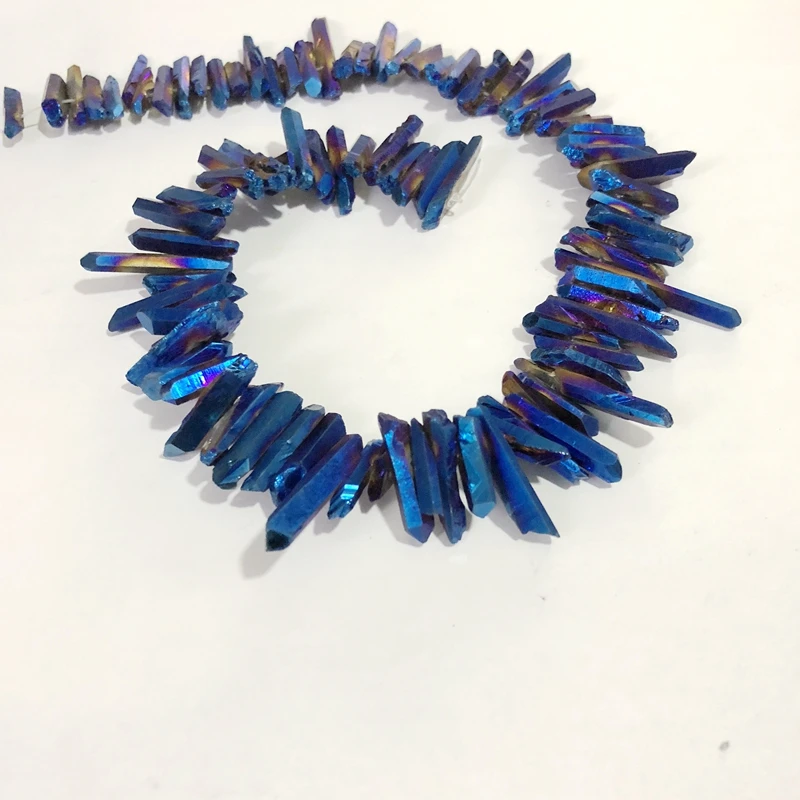 Titanium Coatting Aura Quartz Crystal Point AA Bulk Beads Raw Small Chips Points Top Drilled Spike Stick 16&quot | Украшения и