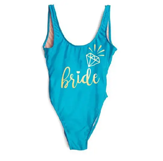 Девичник, вечерние, свадебные, командные, женские купальники, сексуальный, с высоким вырезом, купальный костюм, монокини, боди с золотыми буквами, купальники
