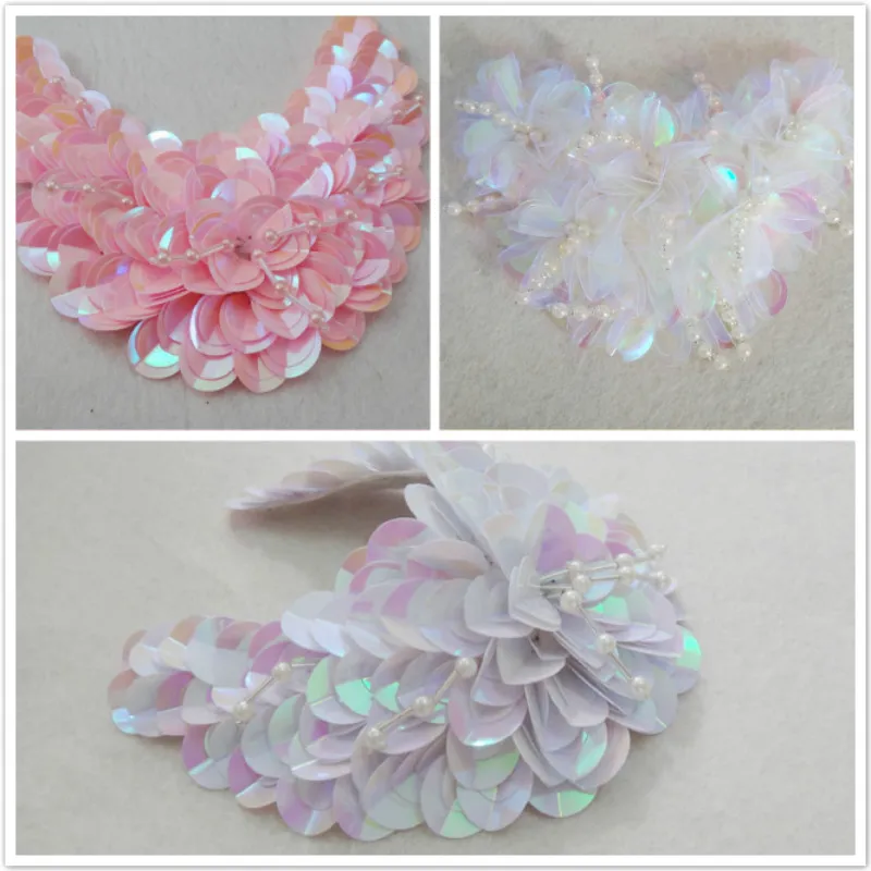 2 шт. 3D Кружевная аппликация ручной работы с бусинами блестками цветами шляпой