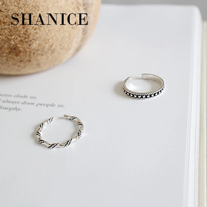 SHANICE Япония Корея пластины S925 стерлингового серебра моды личности старый Ретро тайский серебряная цепь открытие кольцо палец кольцо