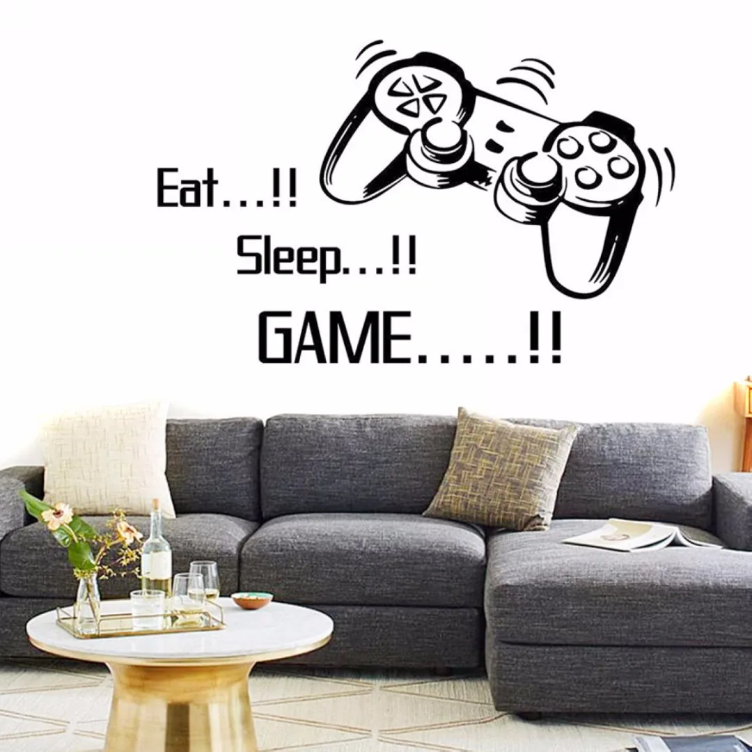 Новые креативные Виниловые Настенные Стикеры для игр «Eat Sleep», Стикеры для геймеров, Xbox PS3, спальни