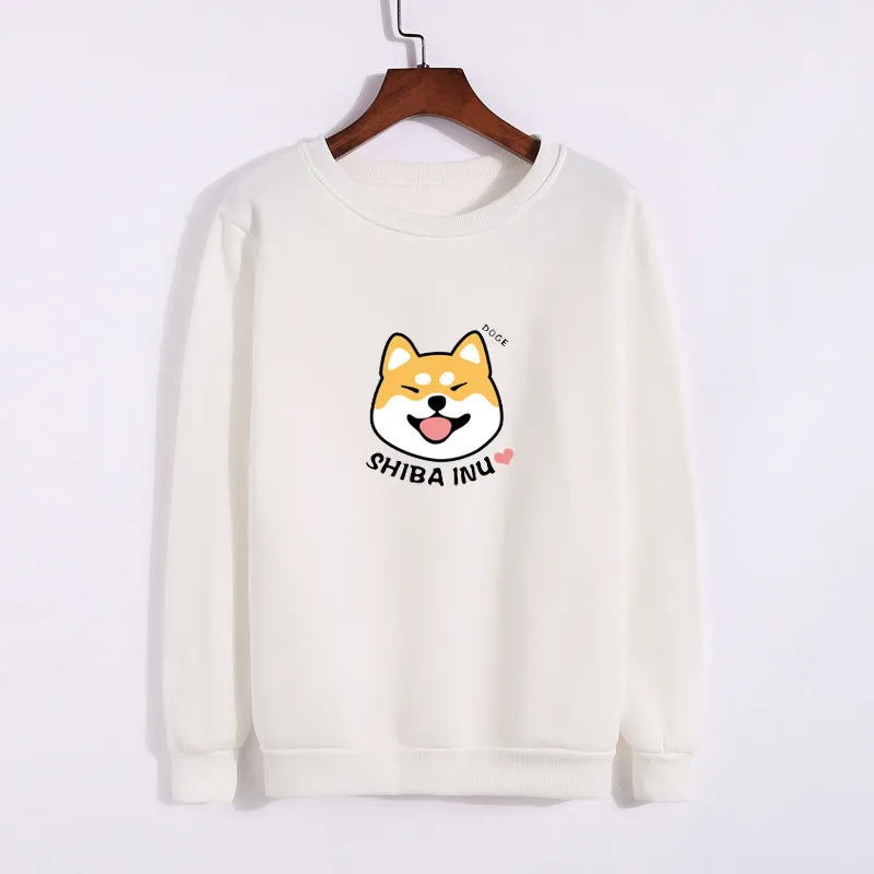 Для женщин осень WintercCute собака Письмо печати с длинными рукавами и круглым