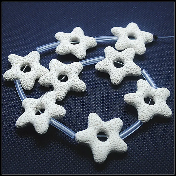 

8pcs/lot nature white lava stone volcano lava stone beads accessories loose gem stone five stars charms beads size 37mm