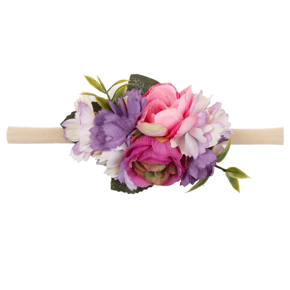 40 CN аксессуары для волос, детская Цветочная корона, повязка на голову, нейлоновая повязка на голову, Свадебный летний венок для детей - Цвет: 40