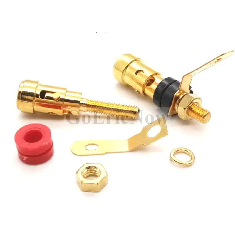 20 шт. 4 мм позолоченный самоблокирующийся красный + черный аудиотерминал