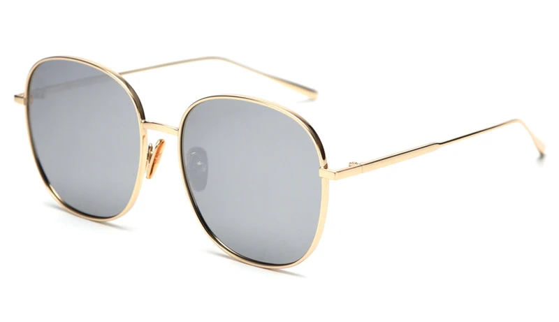 silver mirror lens Kachawoo, мужские поляризованные солнцезащитные очки, женские, большие, золотые, металлические, черные, серебряные, зеркальные, солнцезащитные очки, квадратные, для женщин, подарок на день рождения - Цвет линз: silver mirror lens
