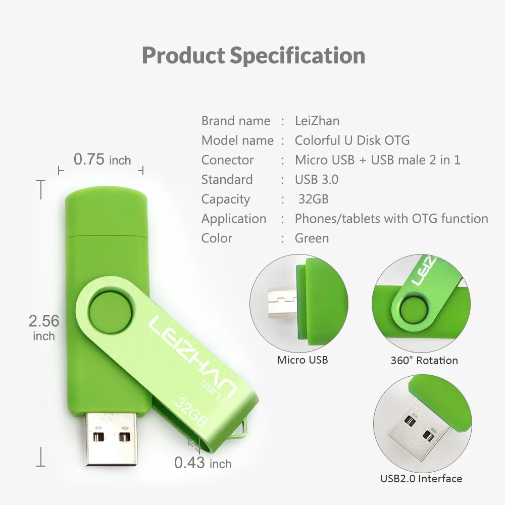Флэш-накопитель LEIZHAN с изображением телефона 128 ГБ 64 32 16 8 Micro USB 3 0 флэш-накопитель