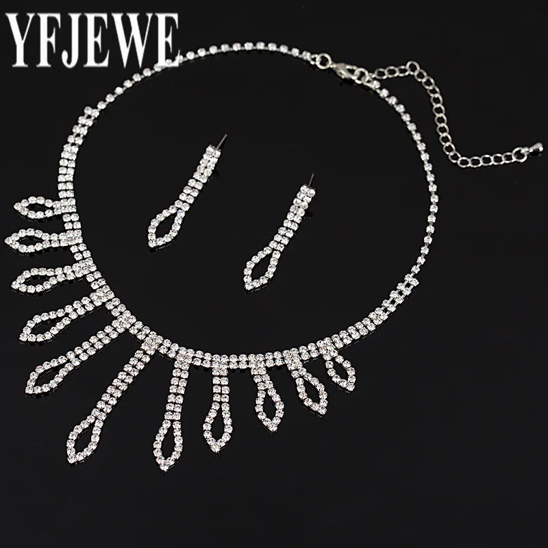 2017 Новые Модные женские ювелирные наборы Nechlace и серьги Посеребренные стразы для вечерние N188