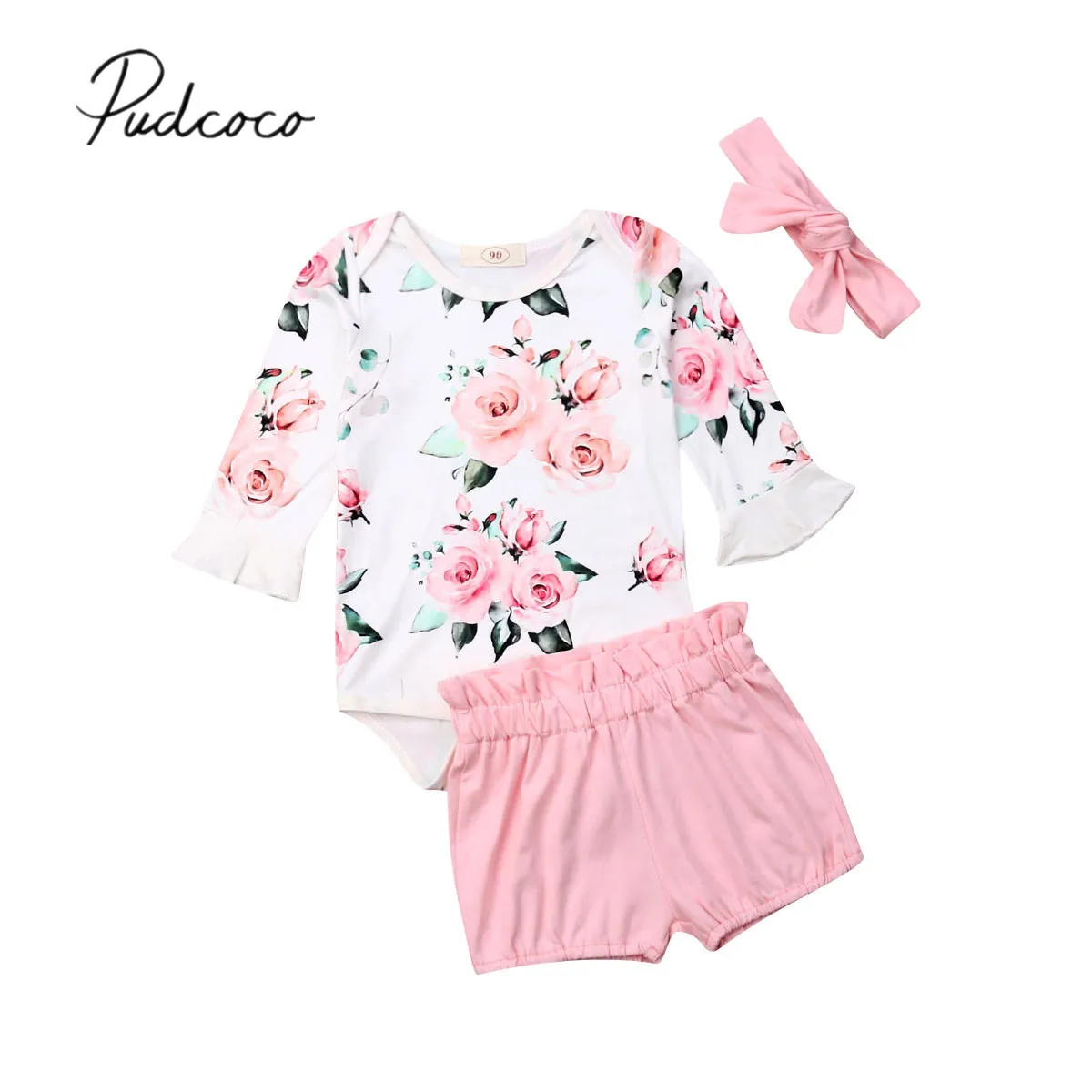 3 шт./комплект Детский комбинезон с длинным рукавом и оборками на возраст 0 24