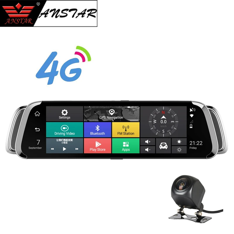 ANSTAR 4G Автомобильная камера 10 дюймов зеркало заднего вида Android 5,1 gps Автомобильный видеорегистратор видео регистратор WiFi Bluetooth двойной объектив регистратор видеорегистратор