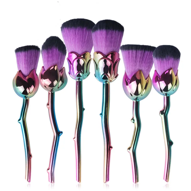 6 шт. розовый цветочный макияж кисти набор пудры основа консилер с эффектом румян