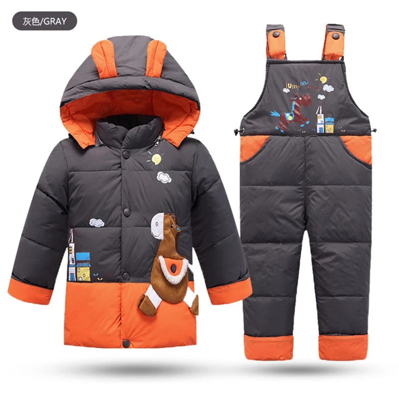 Комплект теплой зимней куртки на утином пуху для маленьких мальчиков комплекты