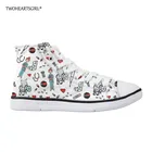 Женские парусиновые туфли twoheart, красные туфли с высоким верхом, с мультяшным принтом медсестер, Вулканизированная подошва, Классические парусиновые туфли на плоской подошве