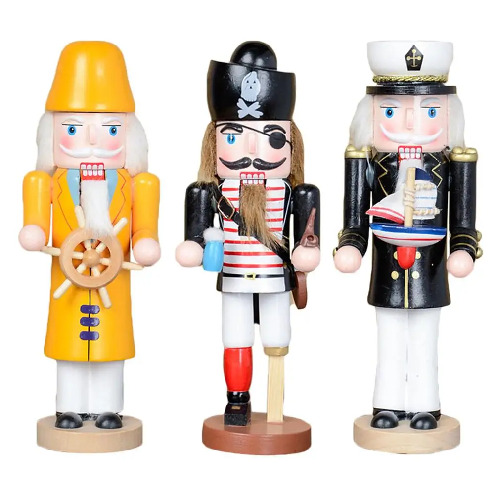 

25CM Nutcracker Puppet Decorative Ornaments Pirate Captain Naval Nutcracker Puppet Soldier Ornament Home Christmas Desktop Decor