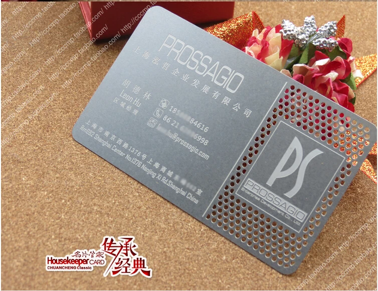 Metallic Color, metal business cards , 100pcs a lot  Deluxe Metal Business Card Vip Cards,Double-side NO.3056